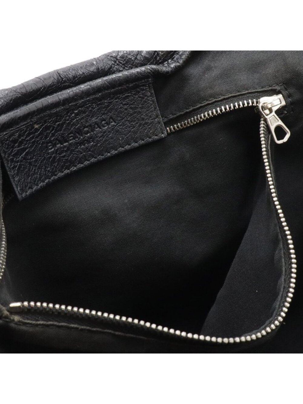 Balenciaga Navy Cabas S Logo Wrinkled Tote Leather Black - Picture 9 of 9